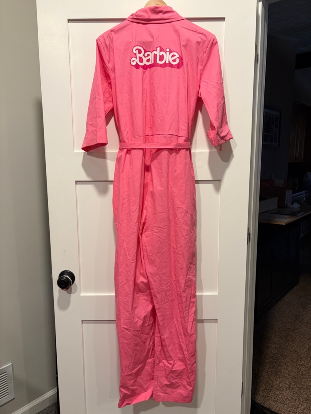 Barbie Hot Pink Zip-Front Collared One-Piece - Picture 3 of 4